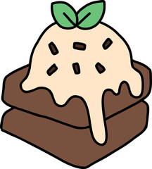 chocolate cake ice cream hand draw
