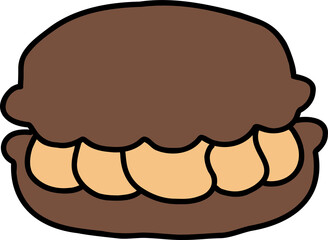 chocolate macaron hand draw