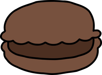 chocolate macaron hand draw
