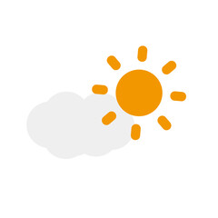 Fototapeta na wymiar Simple cloud and sun icon. Vector.