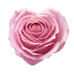 heart-shaped pink rose on transparent background created with generative AI