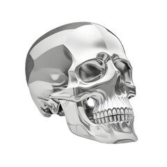 realistic silver skull on transparent background created with generative AI