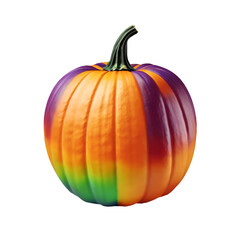realistic rainbow pumpkin on transparent background created with generative AI
