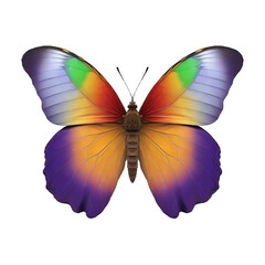 rainbow colored butterfly on transparent background created with generative AI