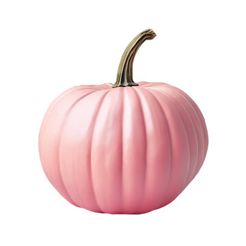 realistic pink pumpkin on transparent background created with generative AI