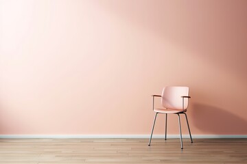 0323. Chair in front of light pastel wall. Generative AI