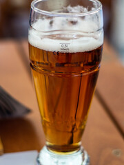 Glass of pint of beer on the terrace