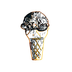 color sketch of ice cream with transparent background