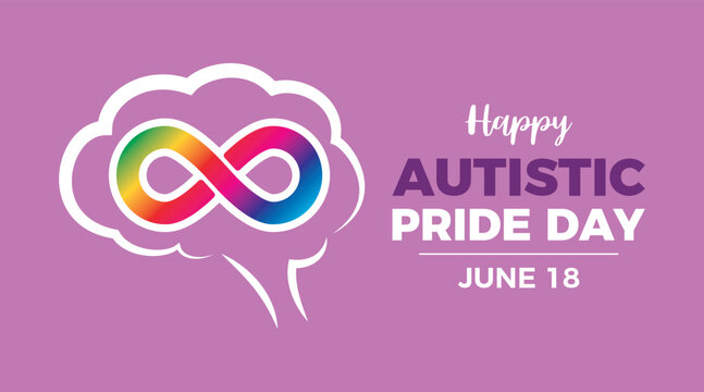 Happy Autistic Pride Day vector illustration. Autistic rainbow eight infinity symbol and abstract brain icon vector. June 18 every year. Important day