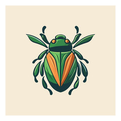 Beetle shape mascot logo for organic agricultural products company