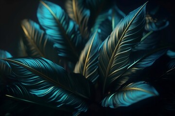 Dark background from the leaves of plants. Generative AI.