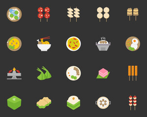 set of thai food icons, spicy, restaurant,