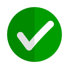 Modern circle green check mark. Vector.