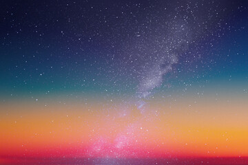 Milky Way and orange nebula. Night starry sky. Space vector background