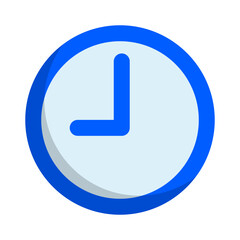 Flat design blue clock icon. Vector.