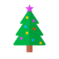 Flat design Christmas tree icon. Christmas decoration. Vector.
