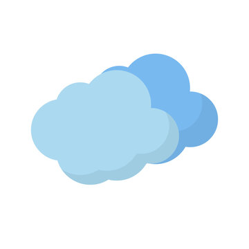 Flat design light blue cloud icon. Vector.