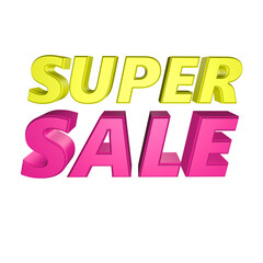 Super Sale 3d rendering png for advertising