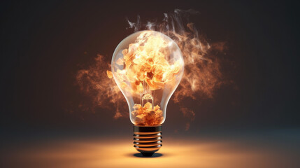 Creative Glowing Light Bulb Concept. Represents Fresh Ideas, Innovation, Critical Thinking, and Problem Solving. With Licensed Generative AI Technology Assistance.