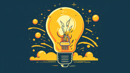 Creative Glowing Light Bulb Concept Art. Represents Fresh Ideas, Innovation, Critical Thinking, and Problem Solving. With Licensed Generative AI Technology Assistance.