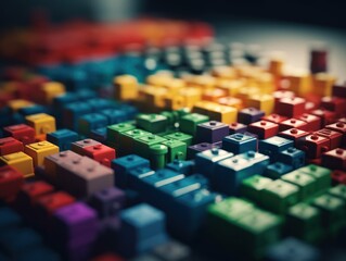 Obraz premium Futuristic plastic cubes background Abstract geometric mosaic grid Square tiles pattern Generative AI technology