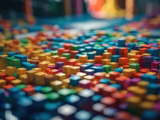 Futuristic plastic cubes background Abstract geometric mosaic grid Square tiles pattern Generative AI technology