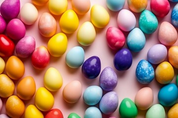 Fototapeta na wymiar colorful chocolate eggs. Generative AI.