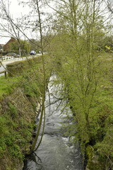 Le ruisseau au fond d'un foss&eacute; profond traversant le village de Ghislenghien (Ath) 