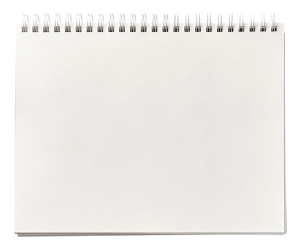 A spiral notebook from top view with empty white cover