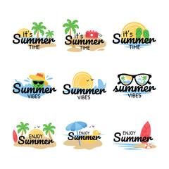 Set of summer sticker label vector