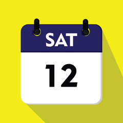 calendar with a date of the day, calendar with a date, 12 saturday icon, new calender, calender icon