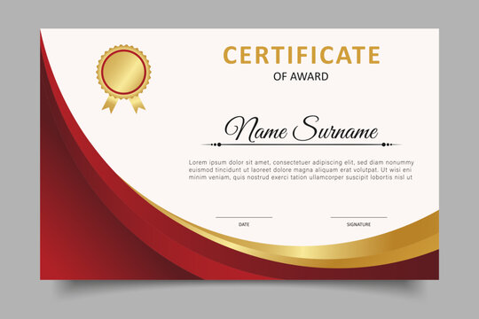 elegant red and gold gradient certificate business template design