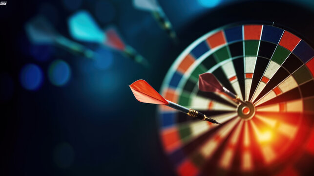 Darts dart flies to target created with generative AI technology