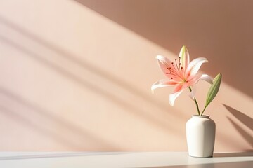 0425. Lily in front of light pastel wall. Generative AI