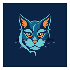 Fototapeta na wymiar Cat shaped mascot logo for creative corporate graphic design