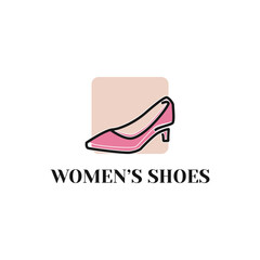 Women shoe high heels beauty logo design template