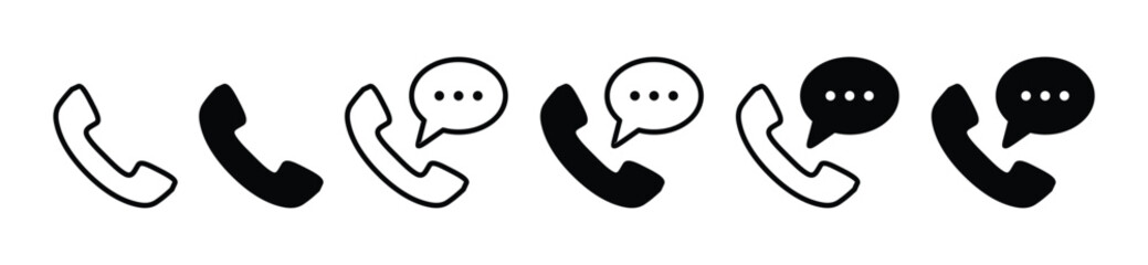 Phone with talk bubble speech or chat icon. Telephone, communication, call, contact us icon symbol in line and flat style on white background for app and website. Vector illustration