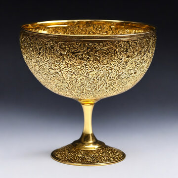 Antique small gold chalice goblet cup with gemstones in church Christian Catholic mass services or as vintage old goldware Generated Ai