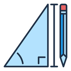 Pencil and Mathematics Triangle vector concept colored icon