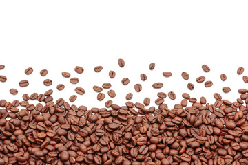 Coffee beans isolated on white background with copy space for montage product display, with clipping path