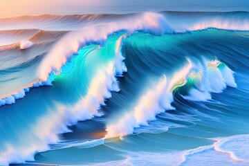 Fototapeta na wymiar Ocean Waves on Beach Generative AI