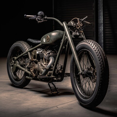 motorcycle on black, generative, ai, steampunk, ventage, old style