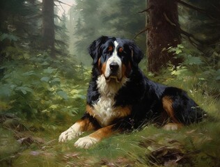bernese mountain dog - obrazy, fototapety, plakaty