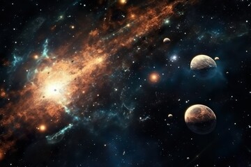 Fototapeta na wymiar Universe stars with earth in back ground, AI generated