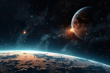 Obraz premium Universe stars with earth in back ground, AI generated