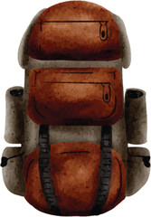 hiking bag painted by watercolor