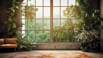 Fototapeta na wymiar Beautiful Travel natural landscape. View window in realistic style on natural background.