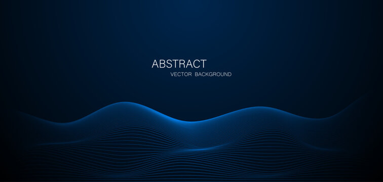 Abstract blue wave lines background. High tech futuristic concept on dark blue background. vector illustration
