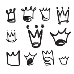 crown logo Icon set. Black element isolated on white background. Vector illustration.