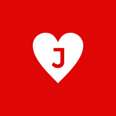 love j icon color red,love red initial j,background red.